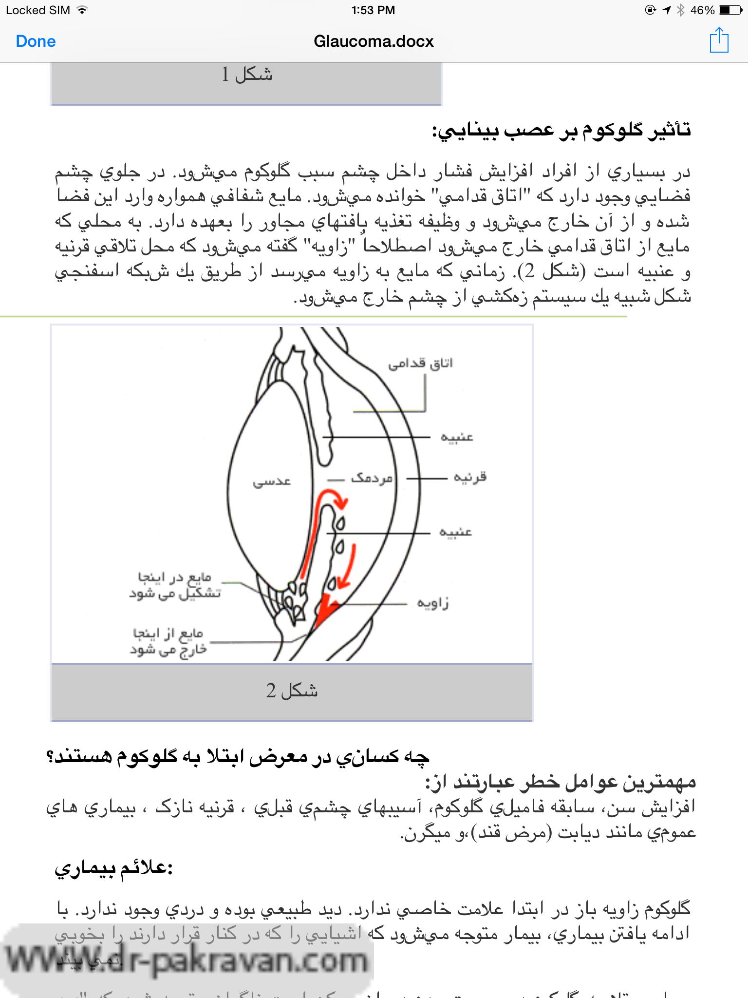 ساختارهاى اتاق قدامى و مسير طبيعى توليد مايع زلالیه 